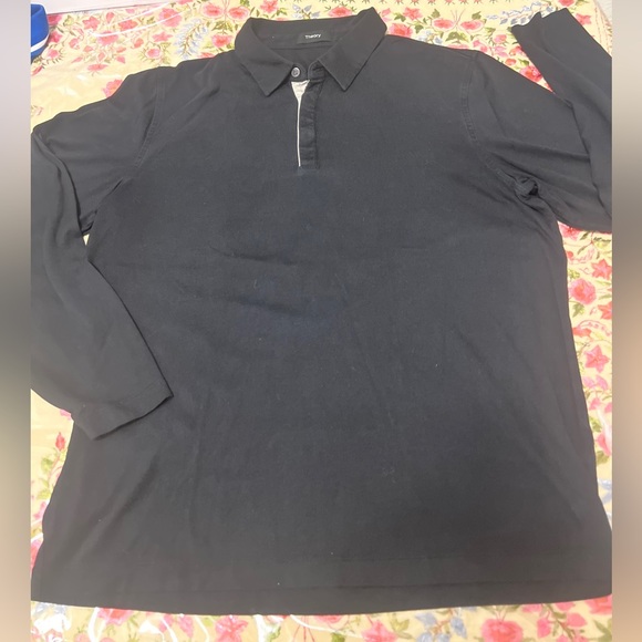 Theory Womans 1/4 Button Up Black Long Sleeves Size Large Preppy - Picture 12 of 12